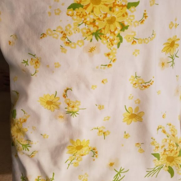 Vintage Morgan Jones Percale Twin Flat Sheet Yellow Floral Pattern MCM - Picture 1 of 2